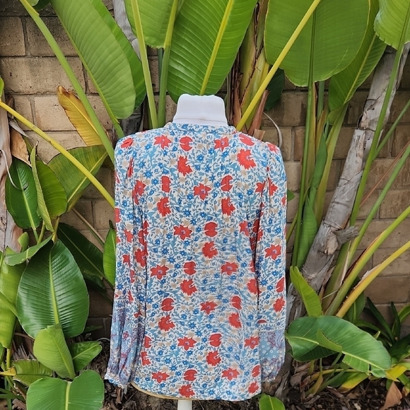Spell And The Gypst Floral Blue Red Button Up Blouse Extra Small - Picture 5 of 10